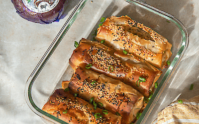 Spanakopita with cheese and spinach